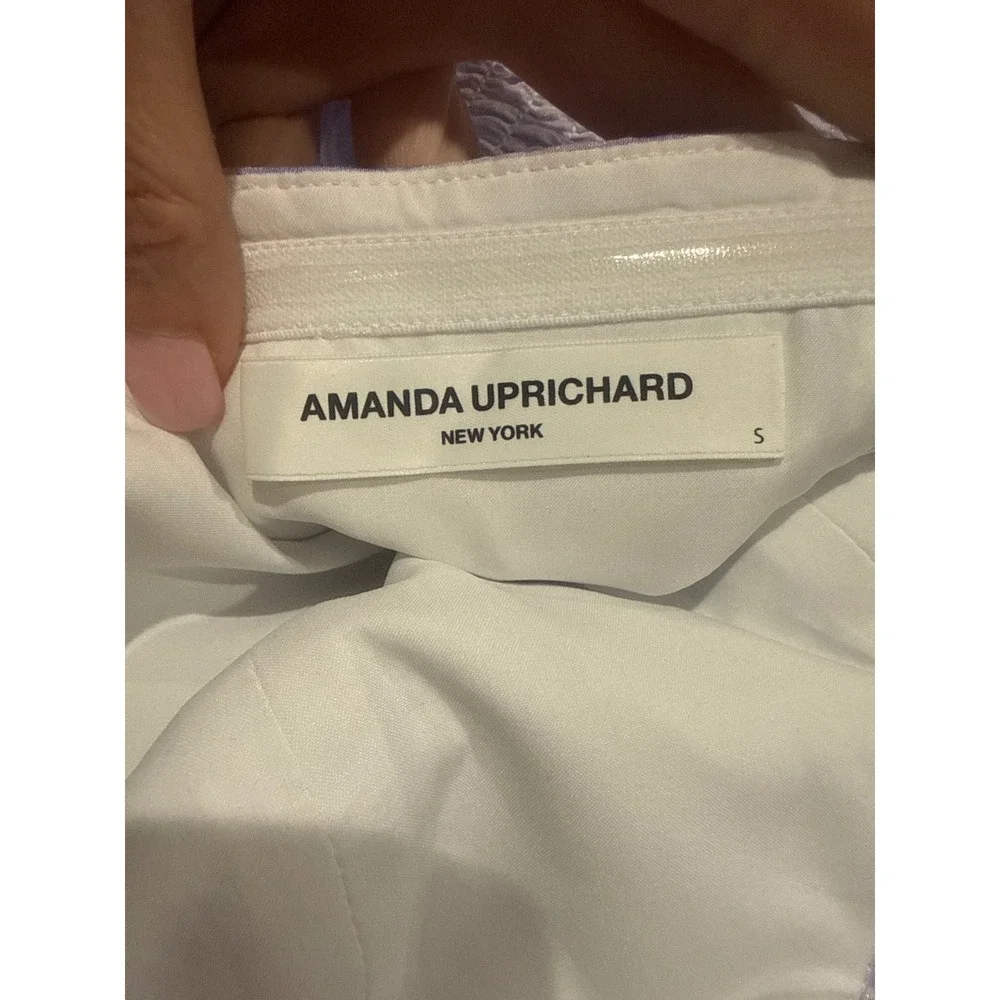 New Amanda Uprichard Indra MiniDress Lavender White Stripe RuffleHalter Small - Picture 5 of 6